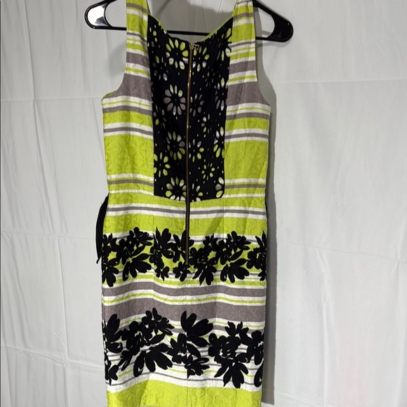 Taylor Striped Floral Women's Dress - Lime and Black Size 6 - Picture 6 of 10